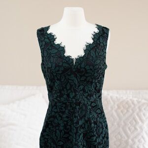 Eliza J Dark Green Lace Cocktail Dress
